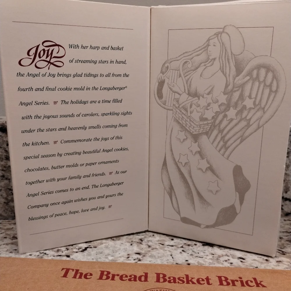 LONGABERGER Pottery Bread Basket Brick & Cookie Mold Bundle Angel 1996